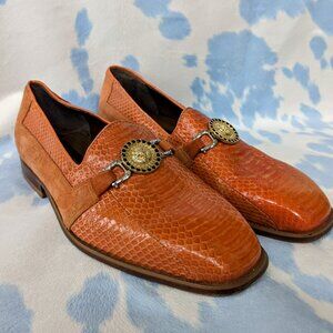 Giorgio Brutini Orange Snakeskin Loafers - M 8.5